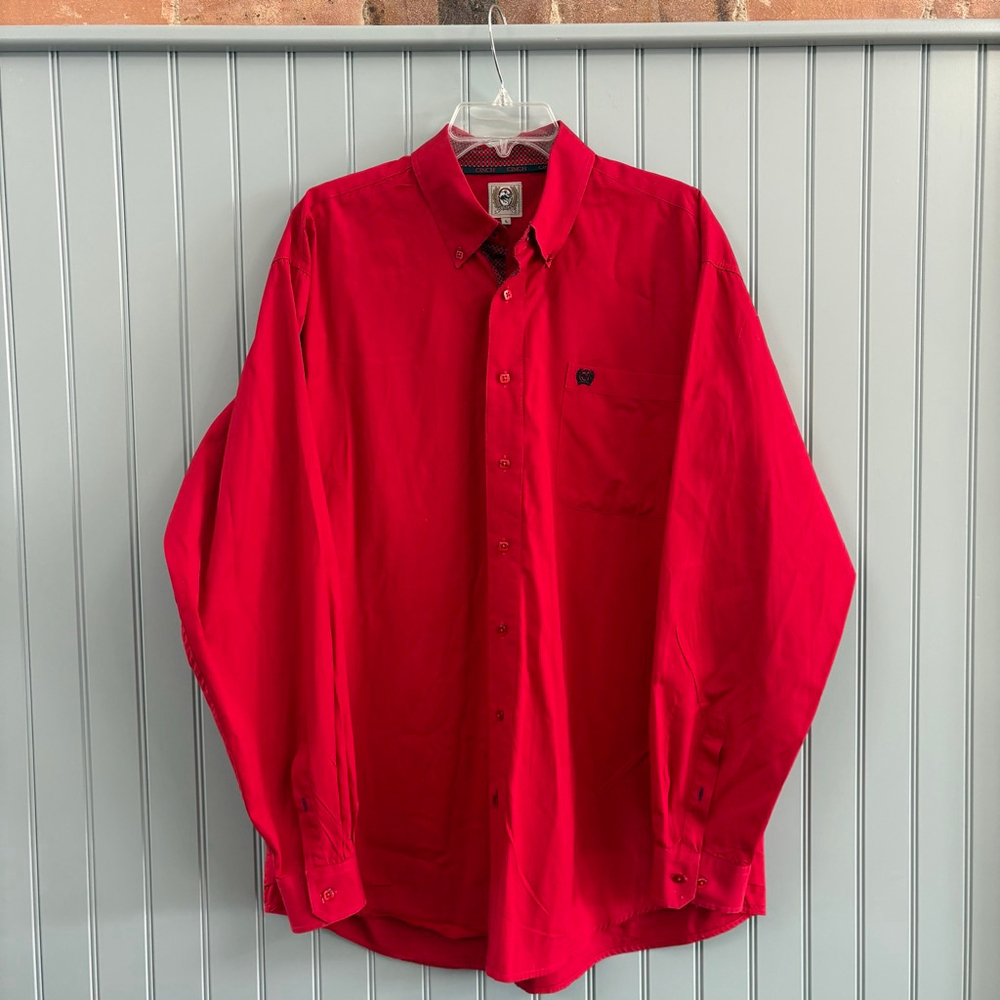 Cinch Red Casual Button Down Shirt L
